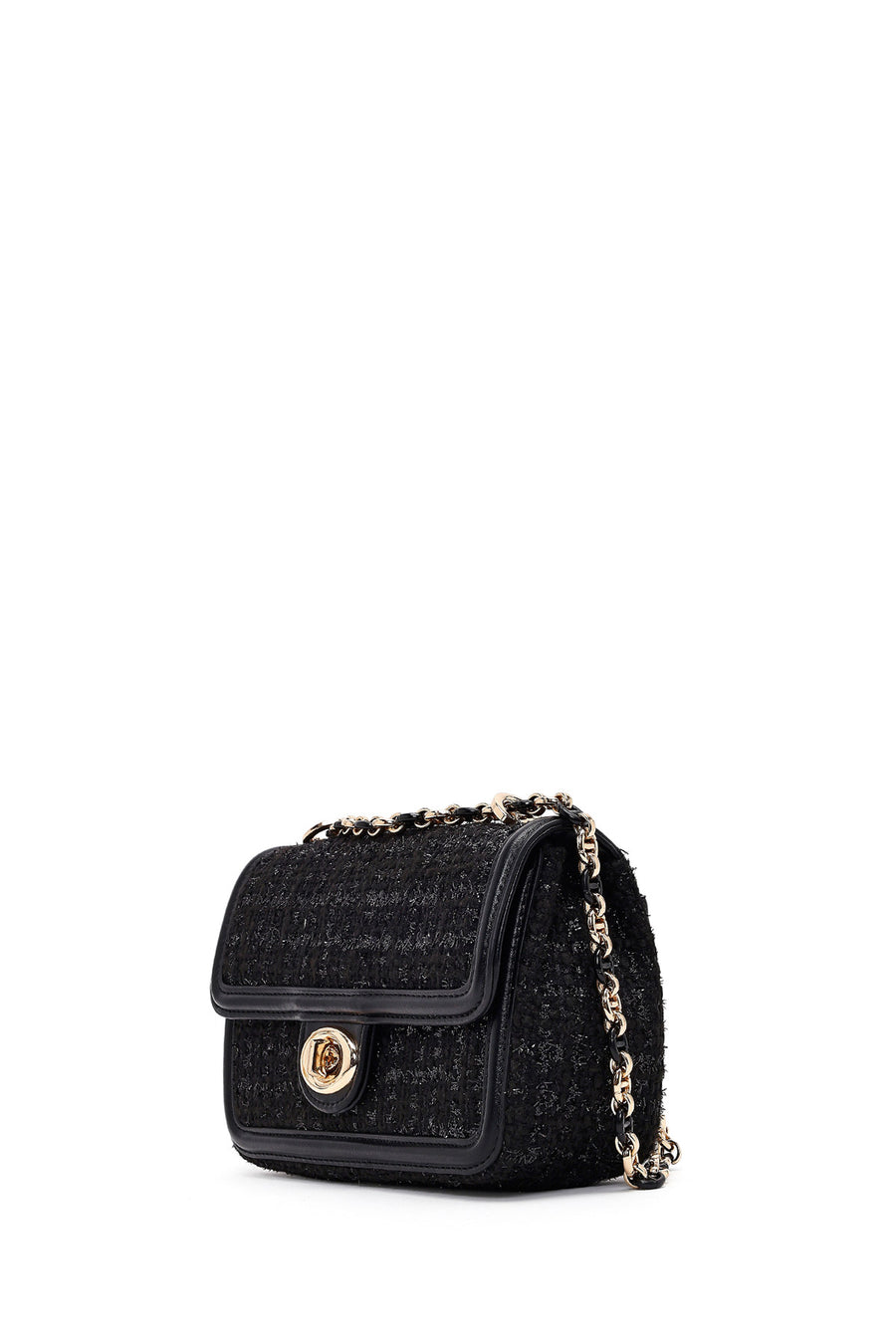 Women Black Long Strapped Patterned Mini Crossbody Bag