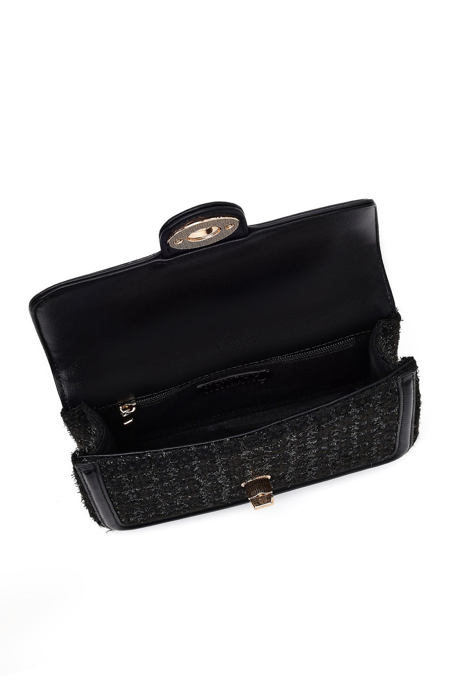 Women Black Long Strapped Patterned Mini Crossbody Bag