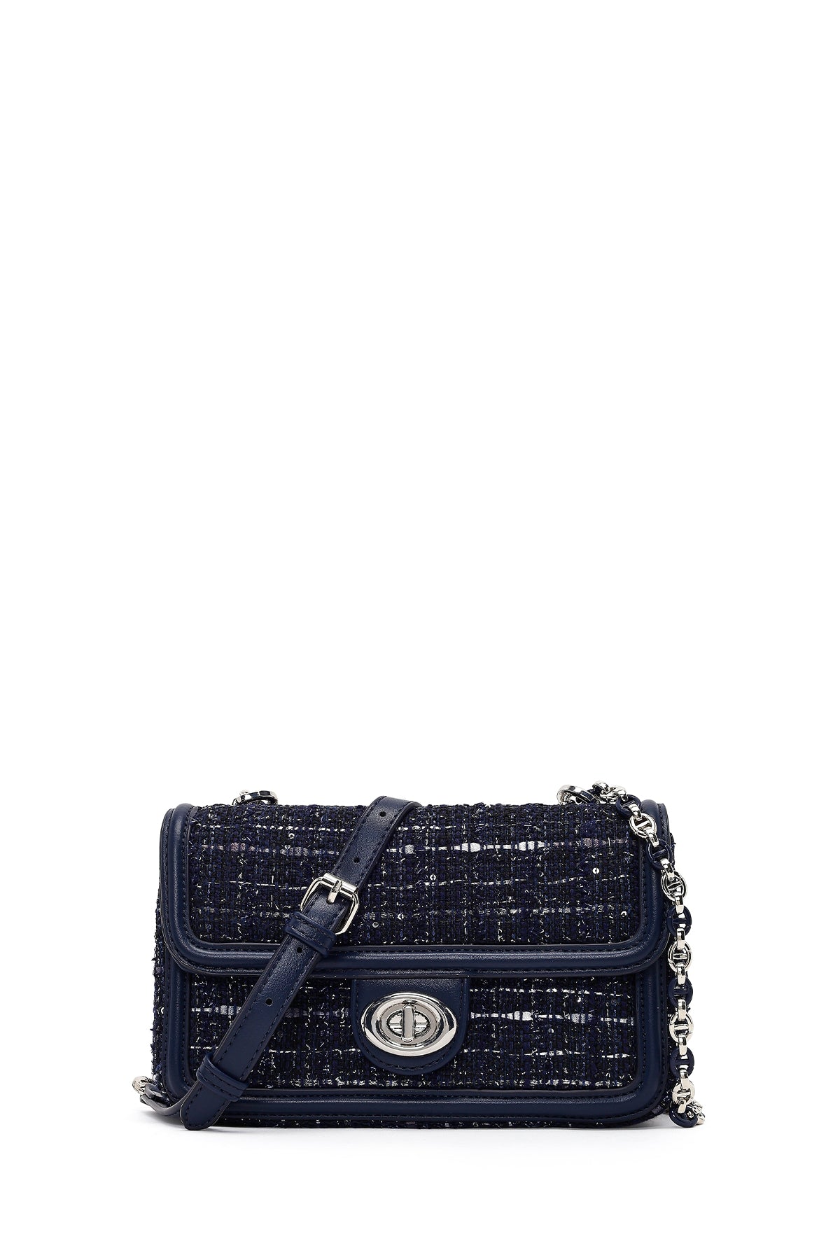 Women Navy Blue Long Strapped Patterned Mini Crossbody Bag 25WBD25276F | Derimod