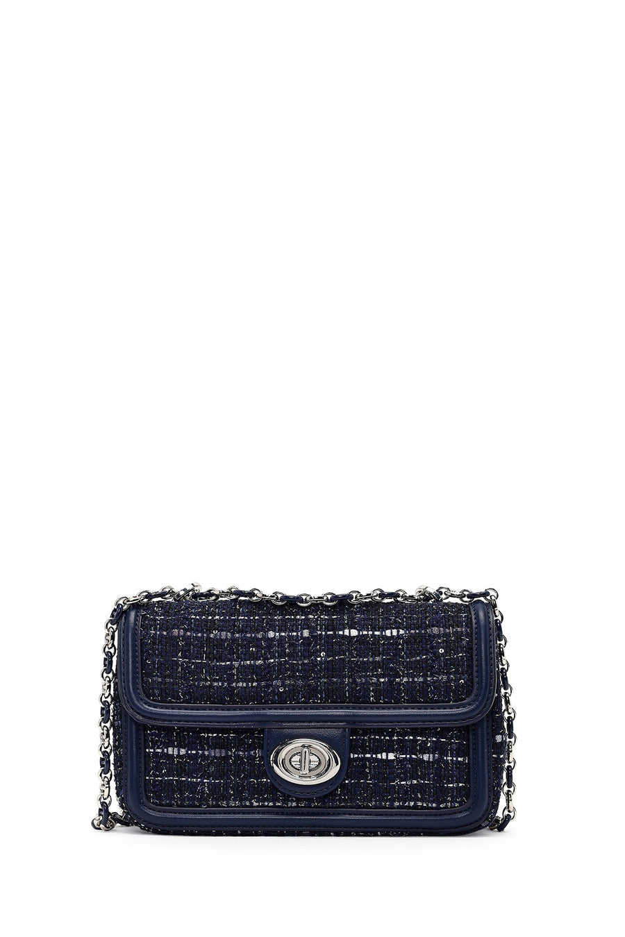 Women Navy Blue Long Strapped Patterned Mini Crossbody Bag