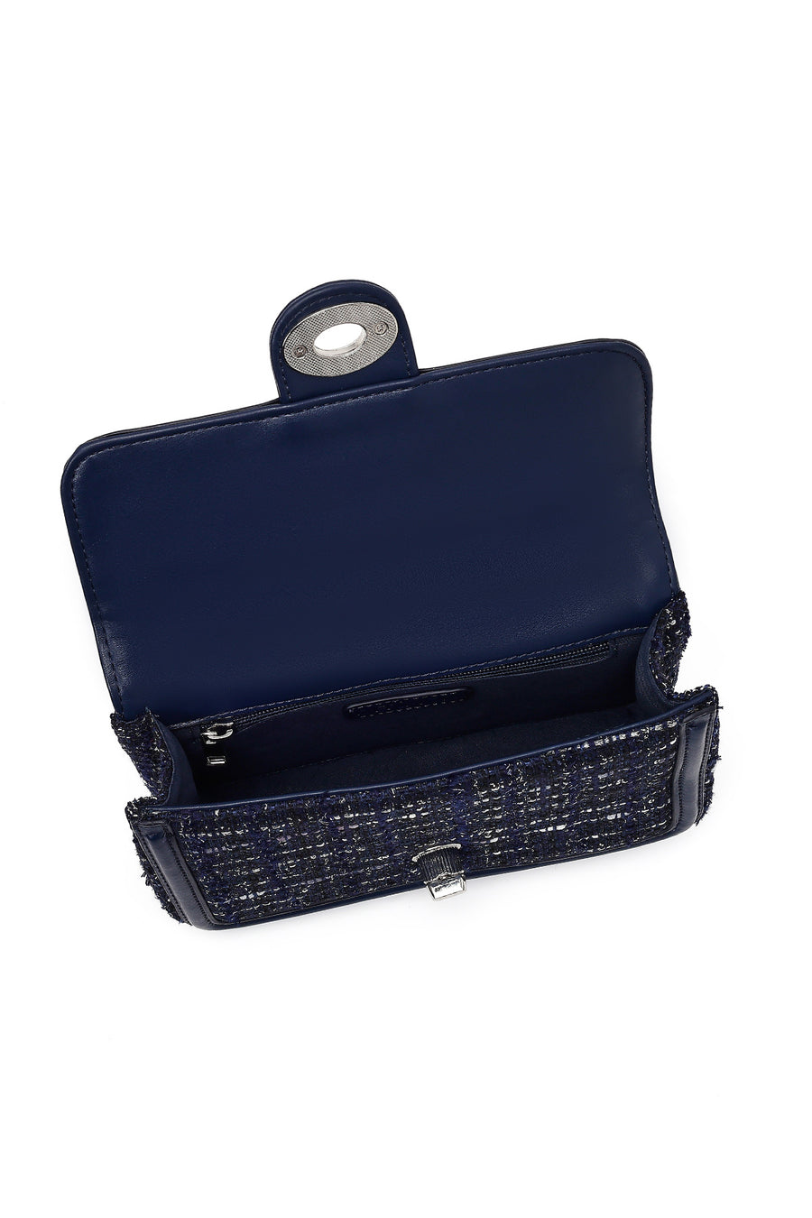 Women Navy Blue Long Strapped Patterned Mini Crossbody Bag
