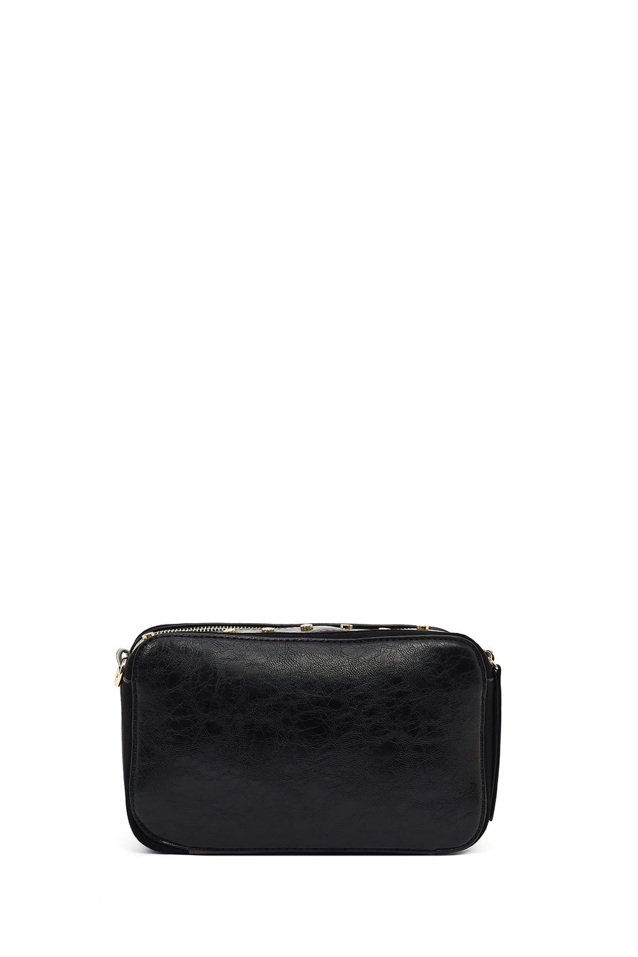 Women's Black Long Strap Patterned Crossbody Bag