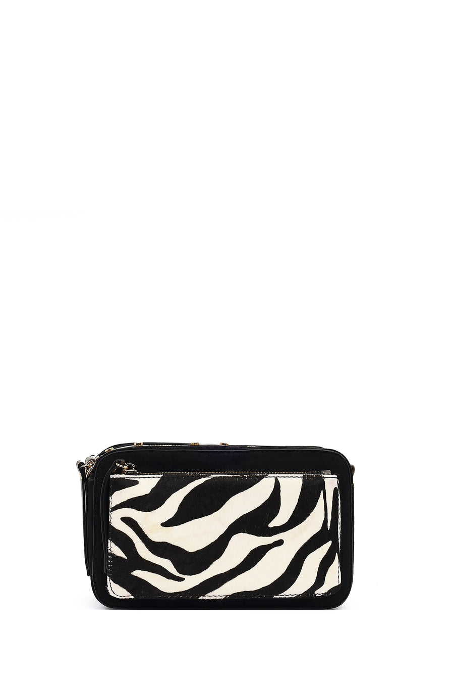 Women's Black Long Strap Patterned Crossbody Bag