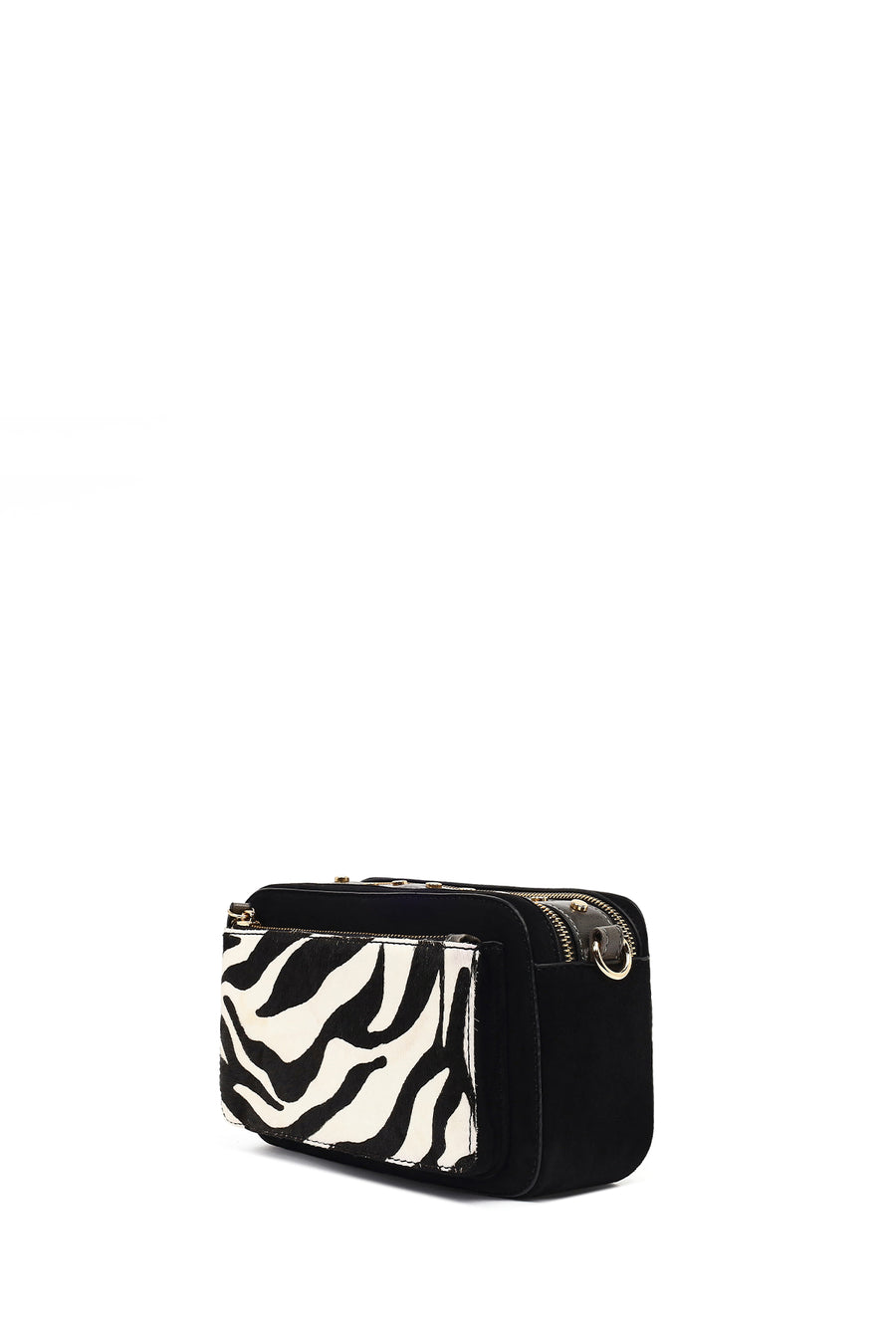 Women's Black Long Strap Patterned Crossbody Bag