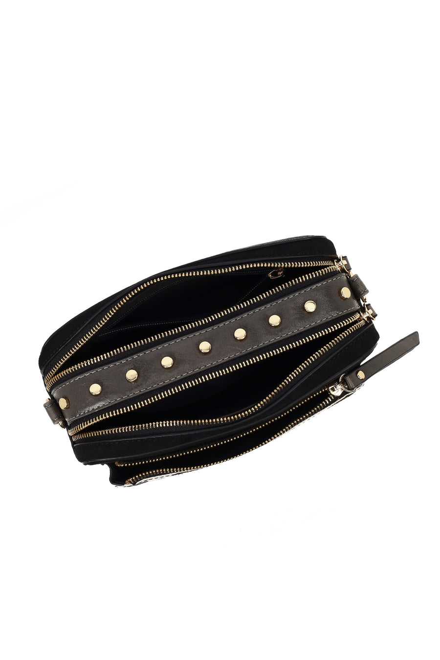 Women's Black Long Strap Patterned Crossbody Bag