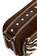 Kadın Kahverengi Uzun Askılı Desenli Çapraz Çanta | Derimod