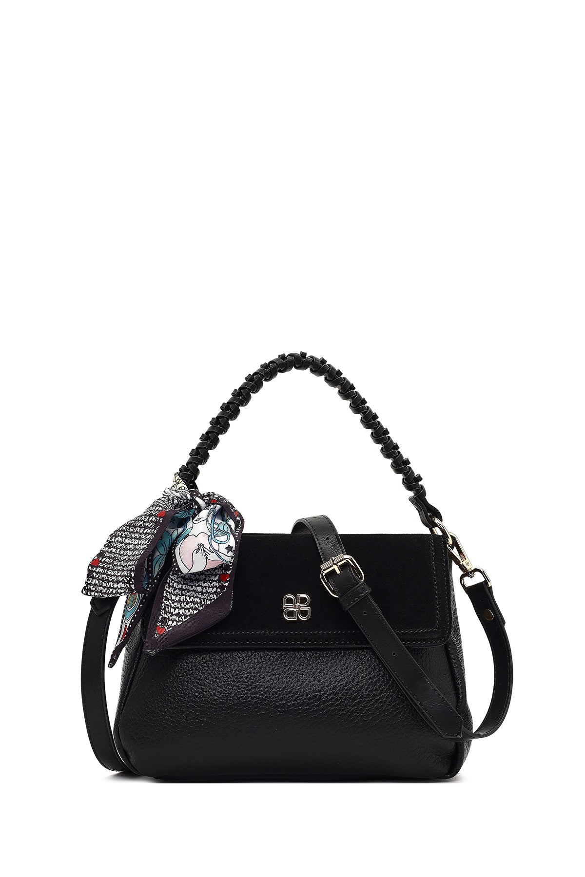 Kadın Siyah Uzun Askılı Süet Deri Omuz Çantası