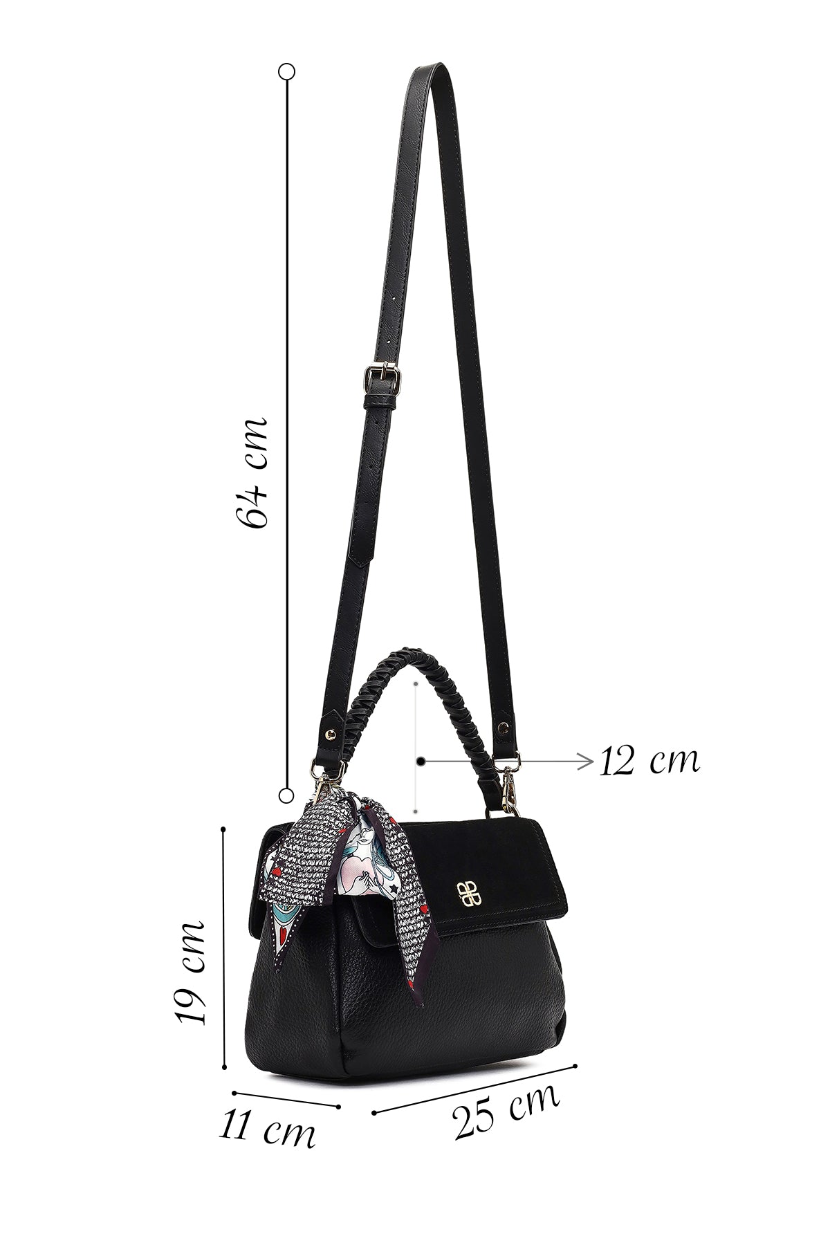 Kadın Siyah Uzun Askılı Süet Deri Omuz Çantası