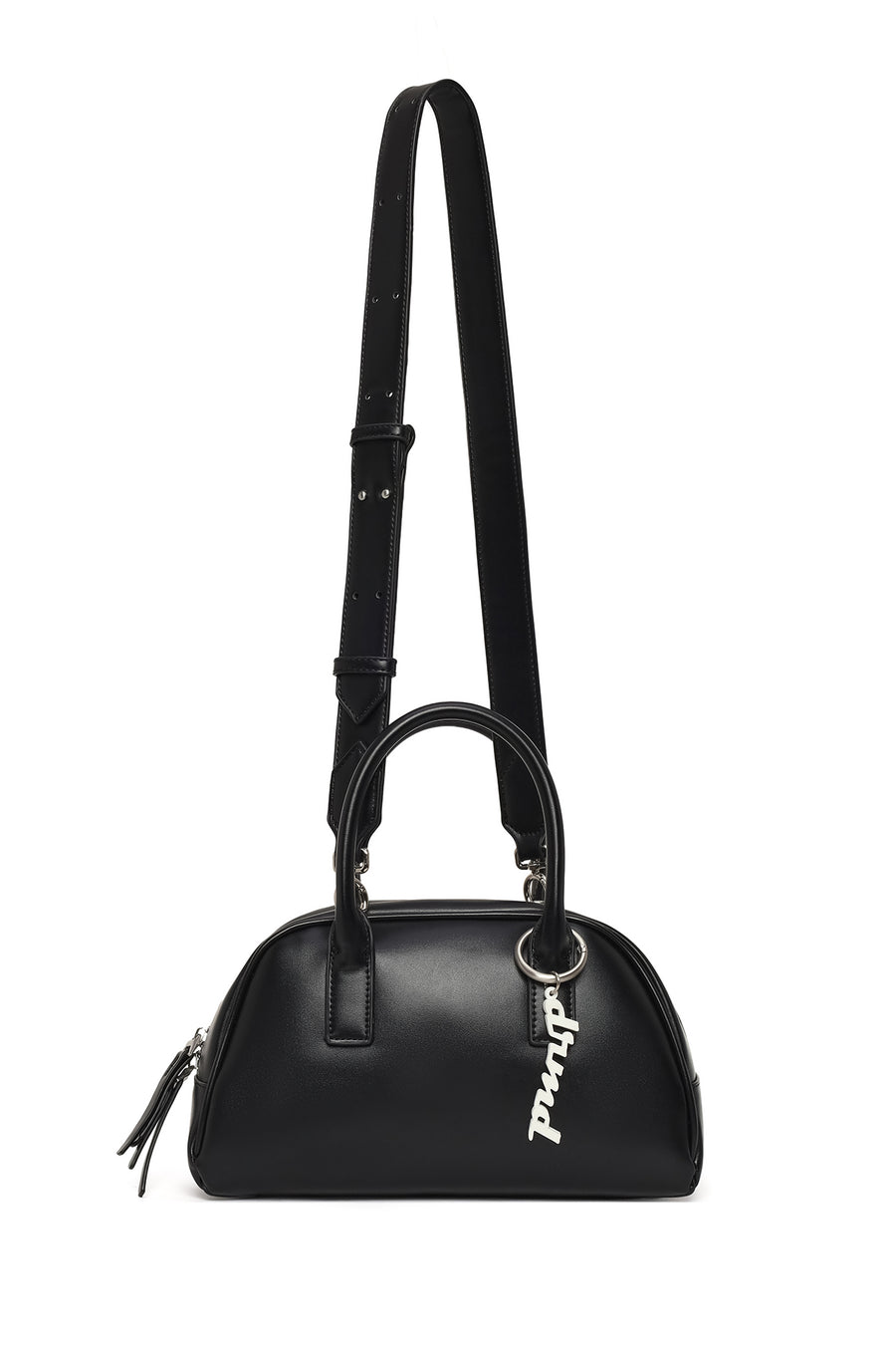 Women's Black Long Strap Charm Handbag