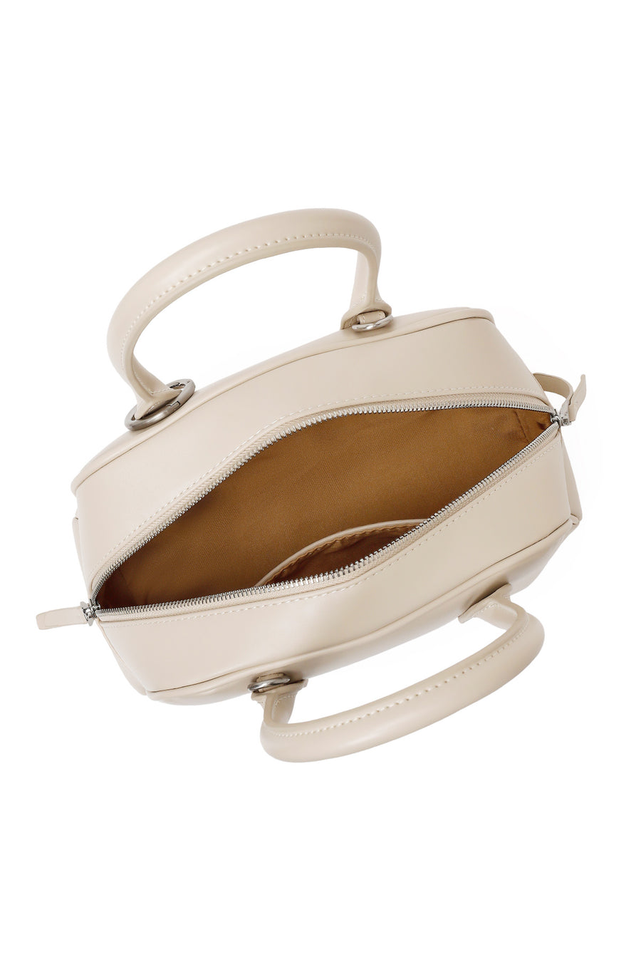 Woman Cream Long-Strap Charm Shoulder Bag