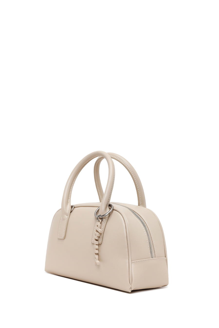 Woman Cream Long-Strap Charm Shoulder Bag