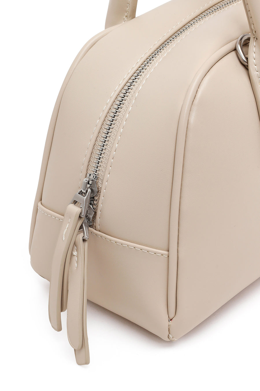 Woman Cream Long-Strap Charm Shoulder Bag