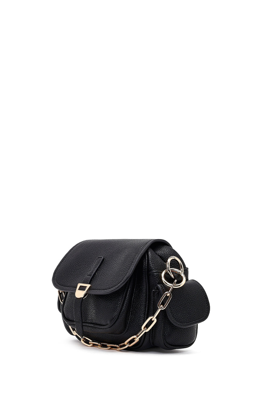 Women's Black Long Strap Mini Shoulder Bag