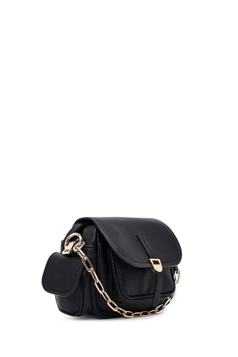 Women's Black Long Strap Mini Shoulder Bag