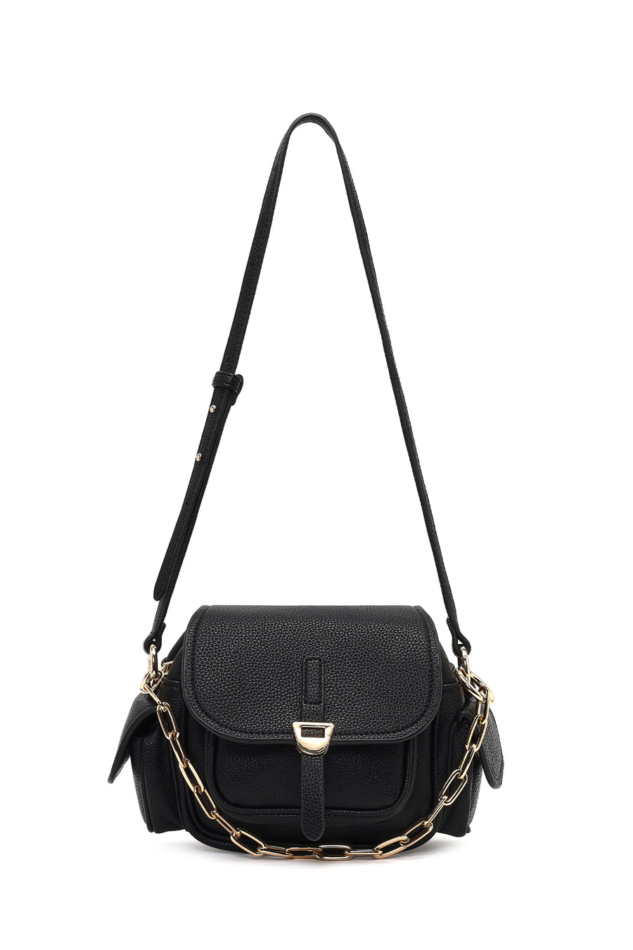 Women's Black Long Strap Mini Shoulder Bag