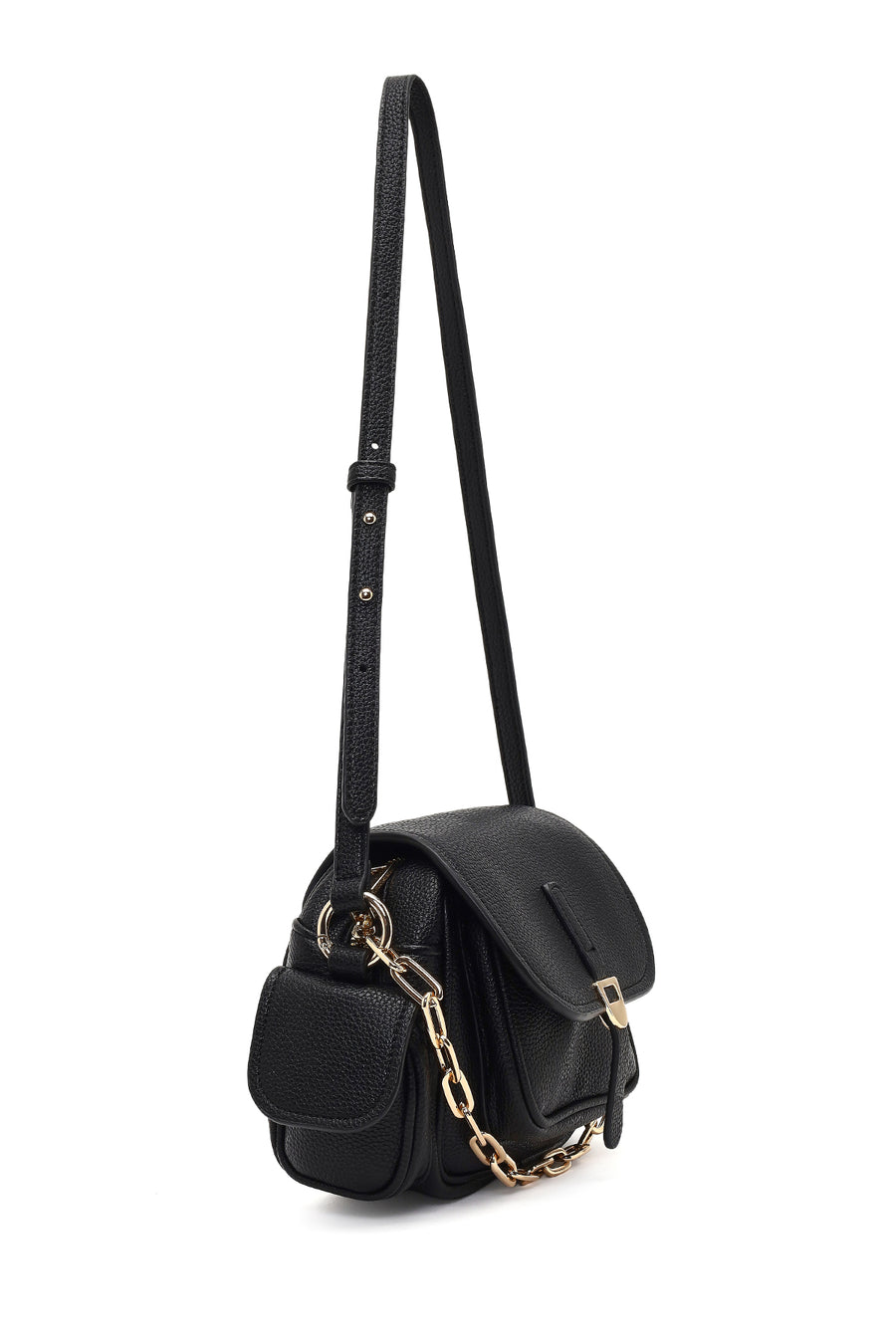 Women's Black Long Strap Mini Shoulder Bag