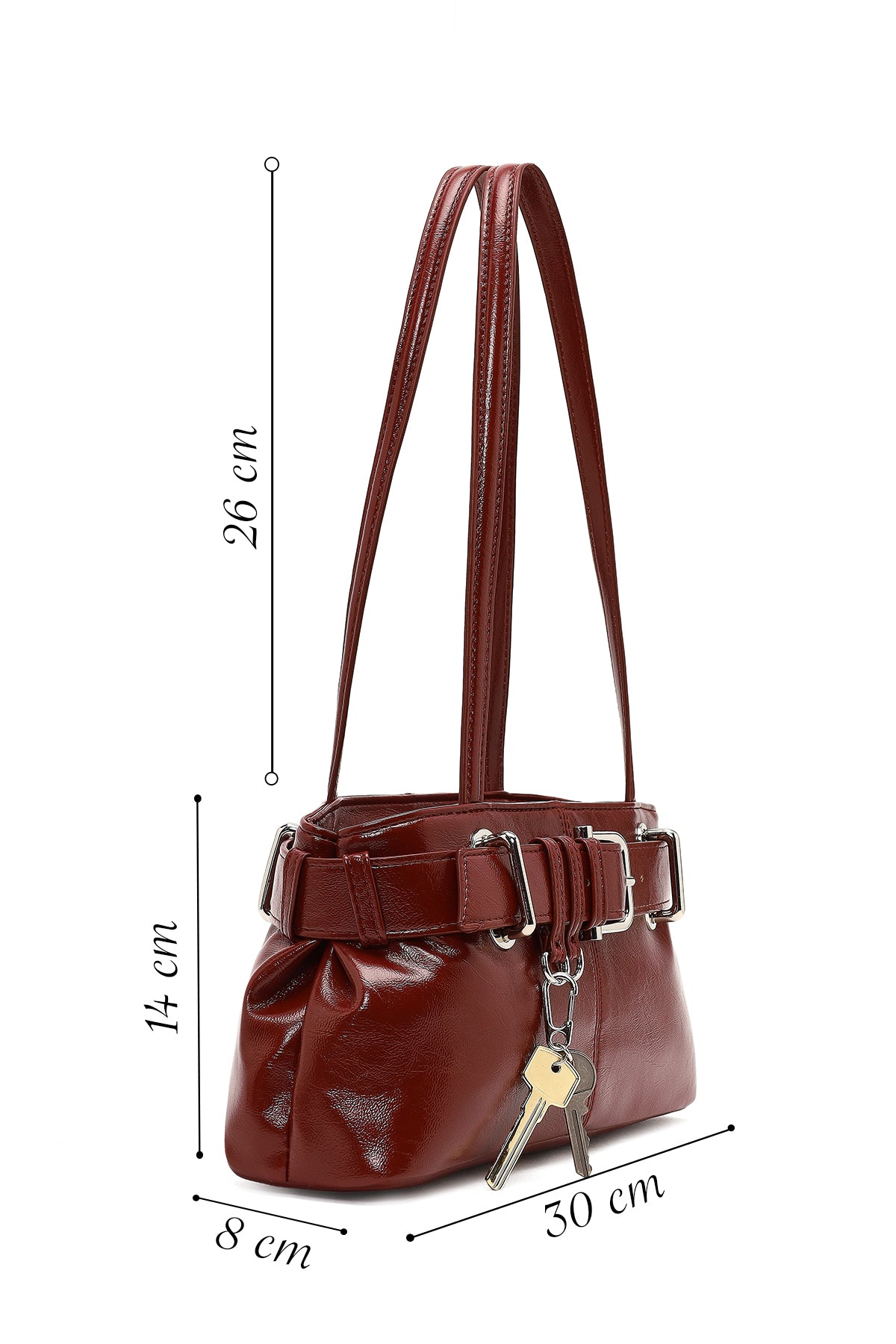 Kadın Kırmızı Rugan Omuz Çantası