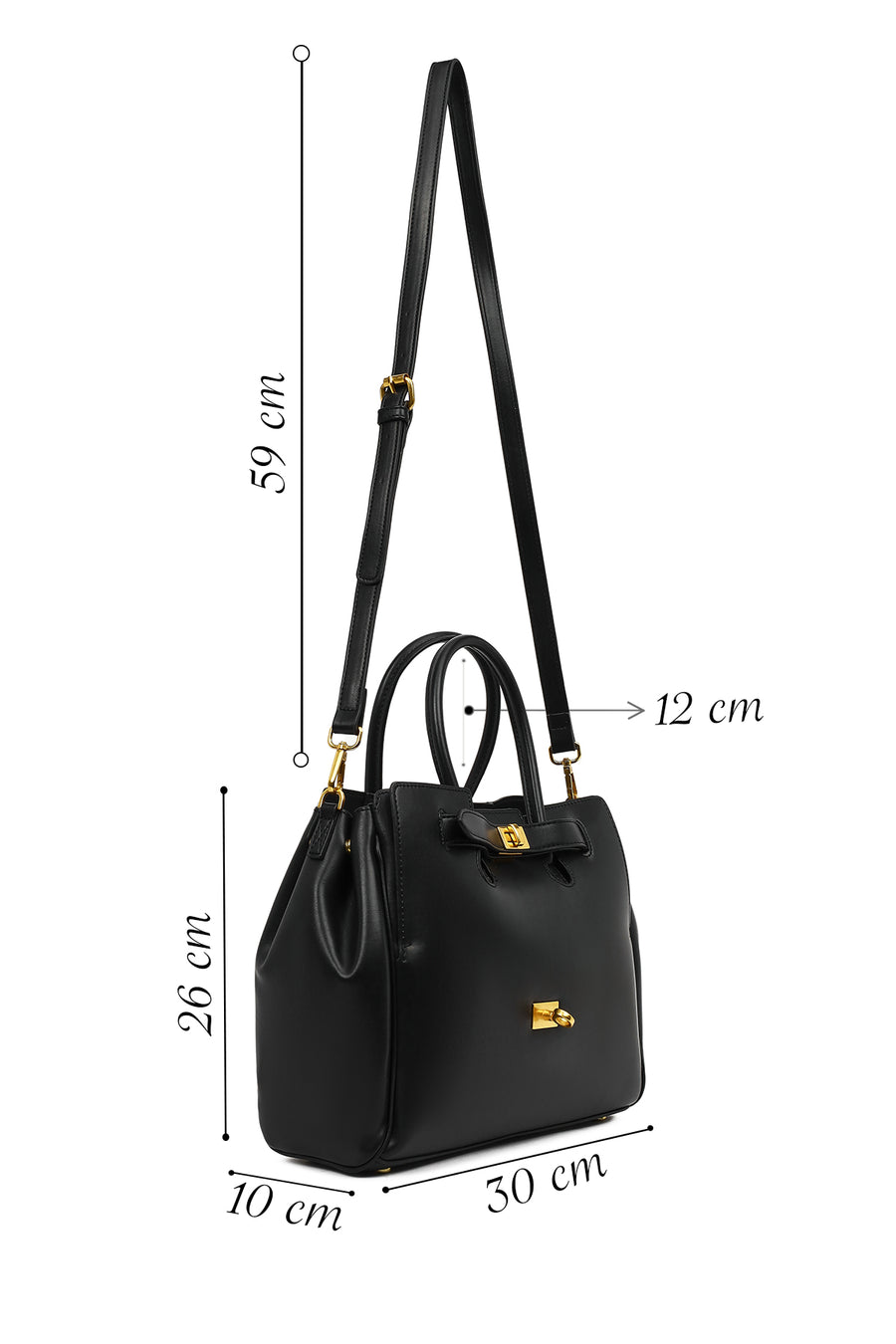 Women's Black Long Strap Classic Handbag