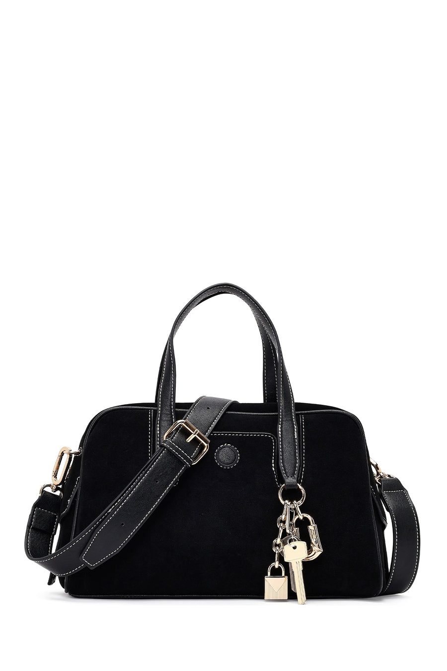 Women's Black Long Strap Suede Handbag 25WBD254610 | Derimod