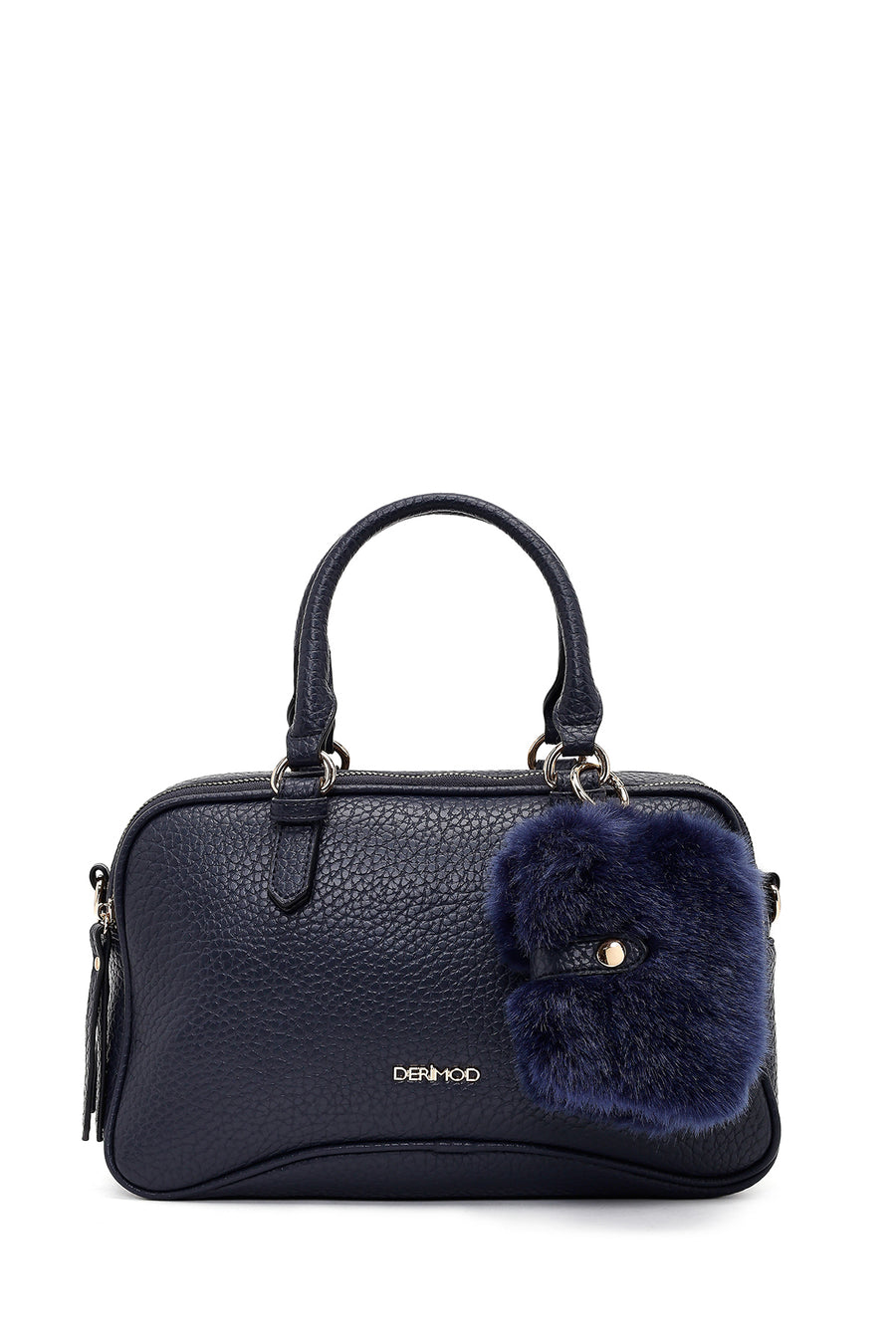 Women's Navy Blue Long Strap Accessorized Shoulder Bag