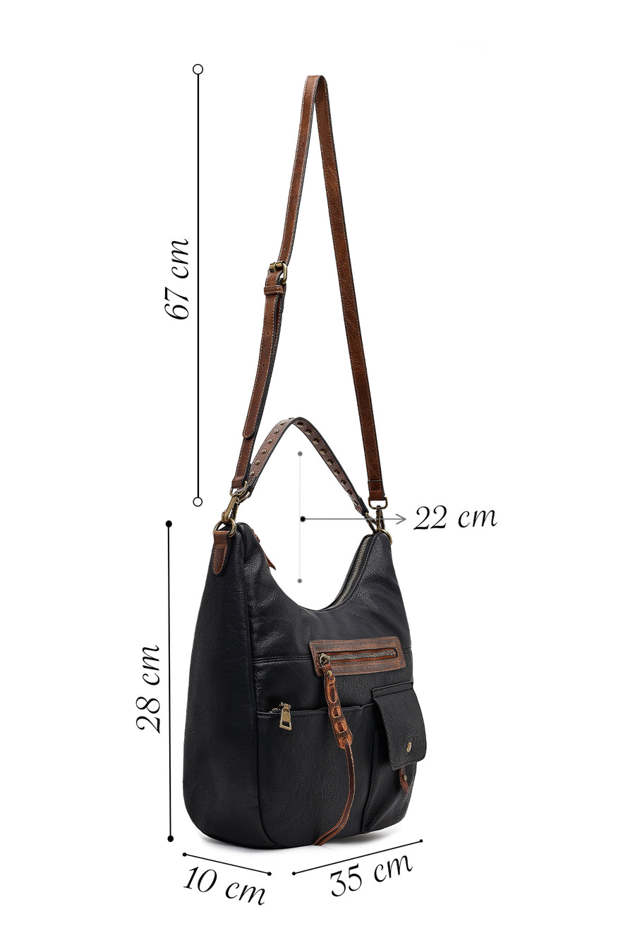 Women's Black Long Strap Shoulder Bag