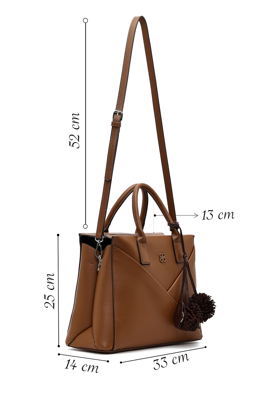Women's Brown Long Strap Accessorized Shoulder Bag