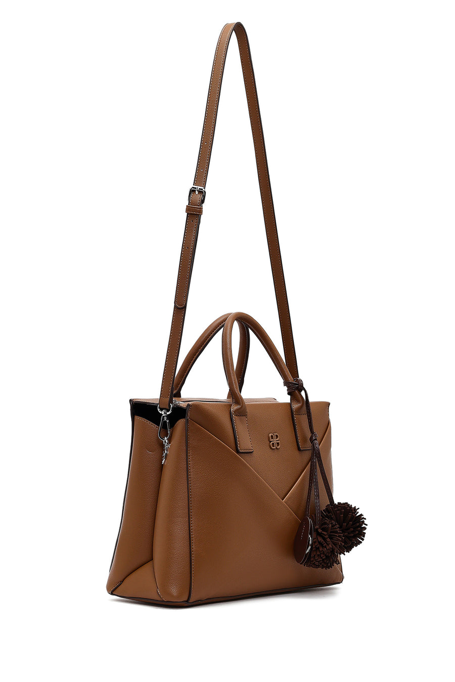 Women's Brown Long Strap Accessorized Shoulder Bag