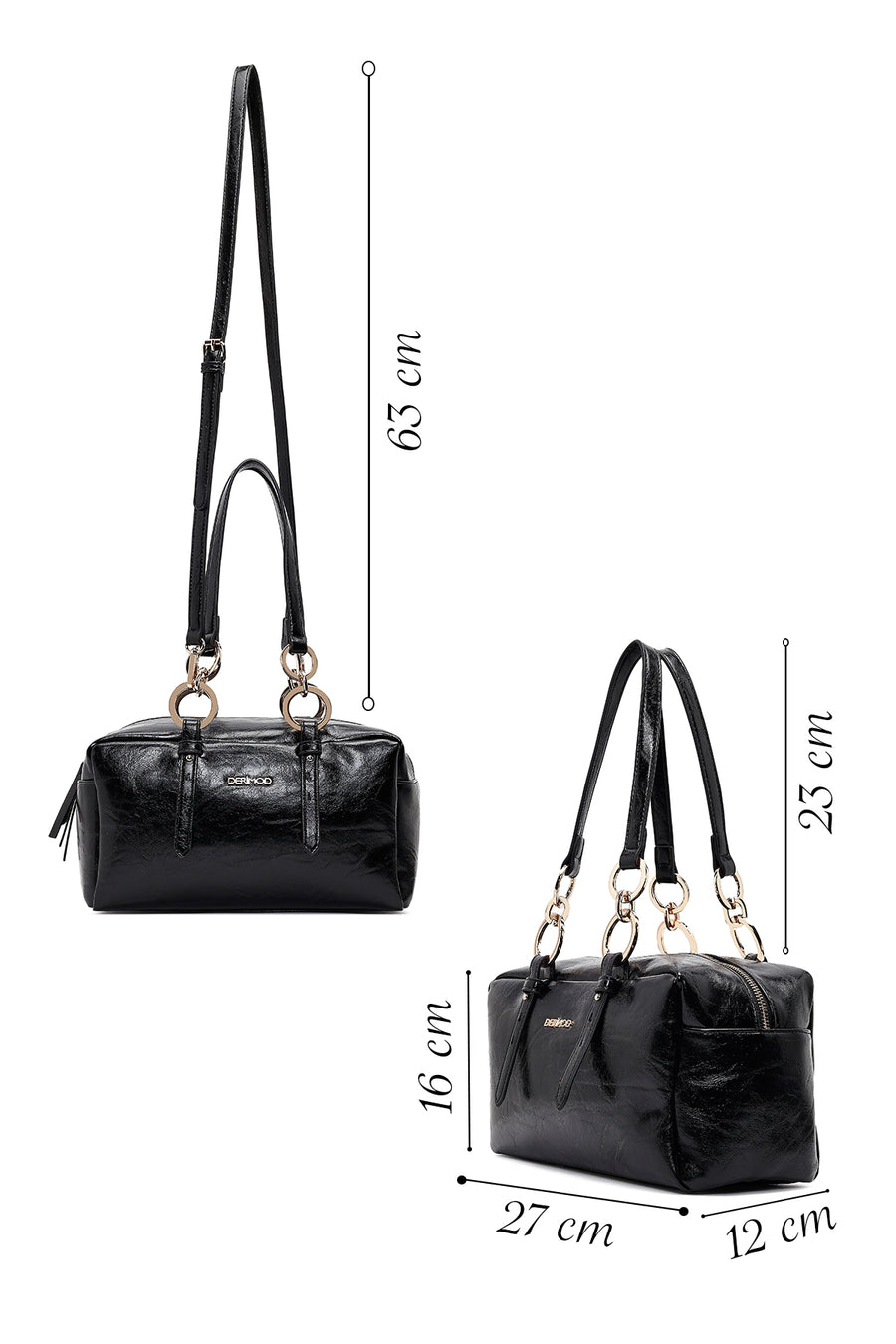 Women's Black Long Strap Shoulder Bag
