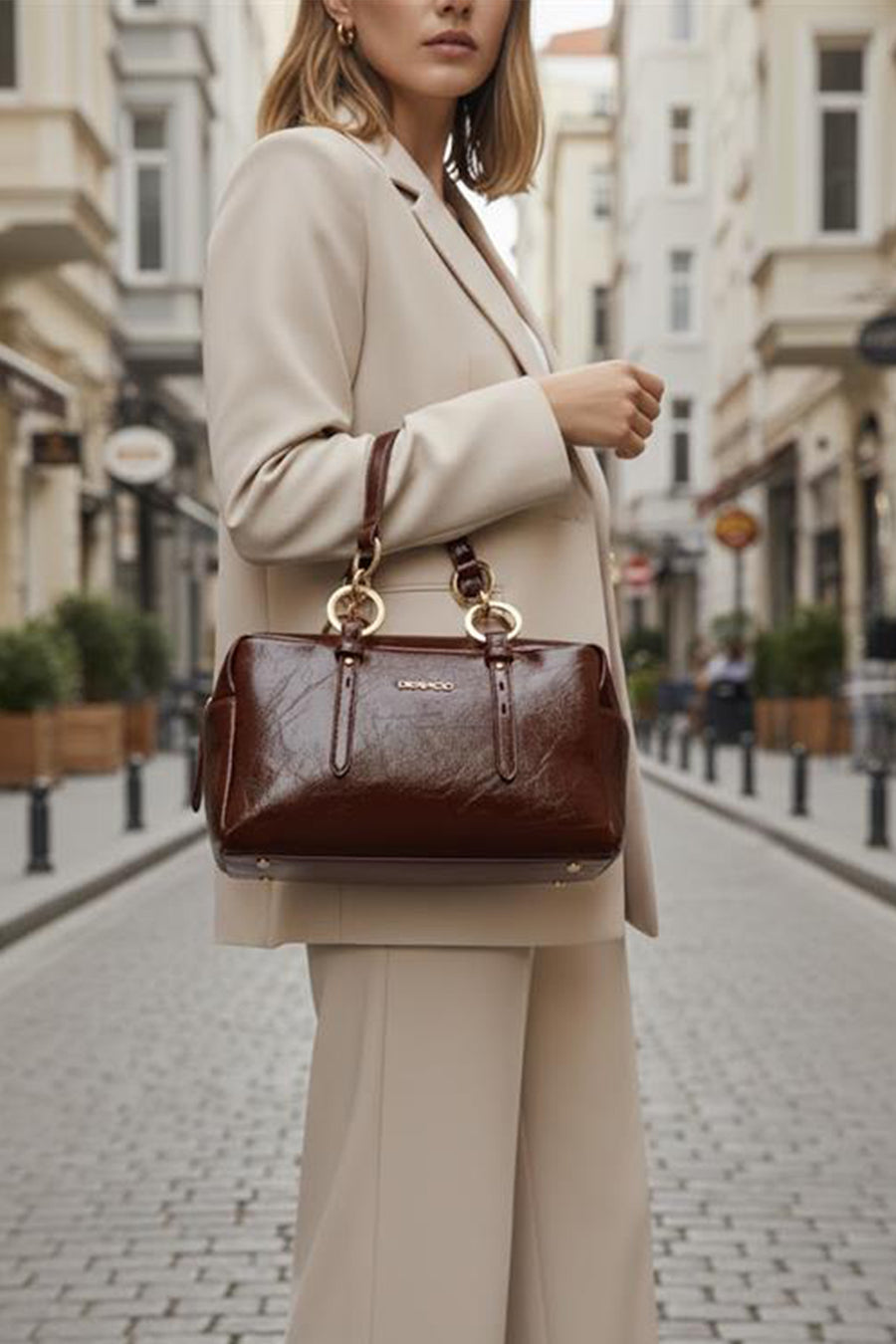 Women's Brown Long Strap Shoulder Bag