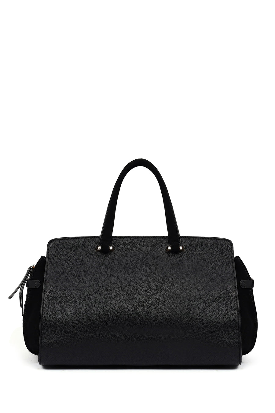 Women's Black Long Strap Suede Shoulder Bag with Accessories