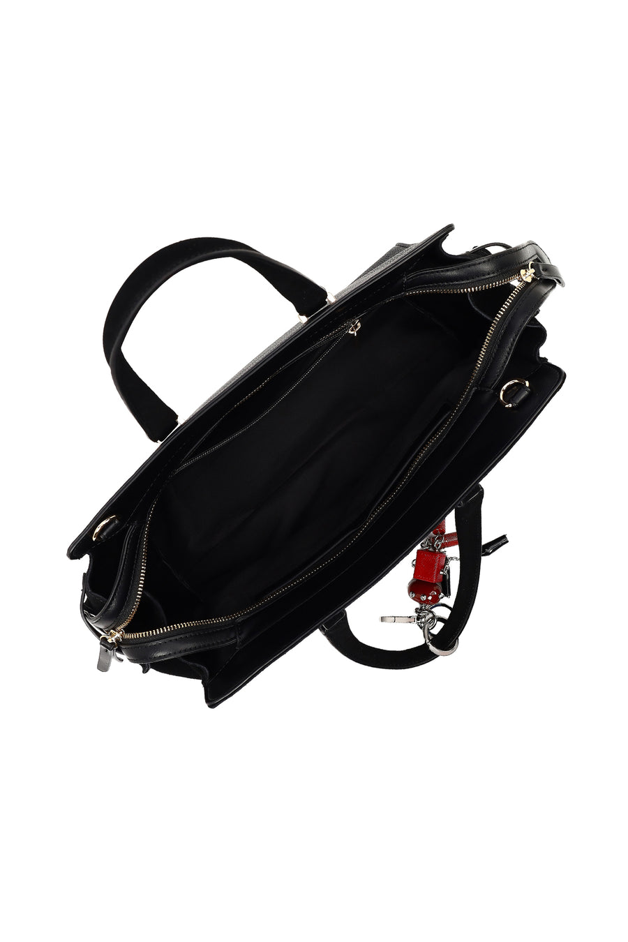 Women's Black Long Strap Suede Shoulder Bag with Accessories