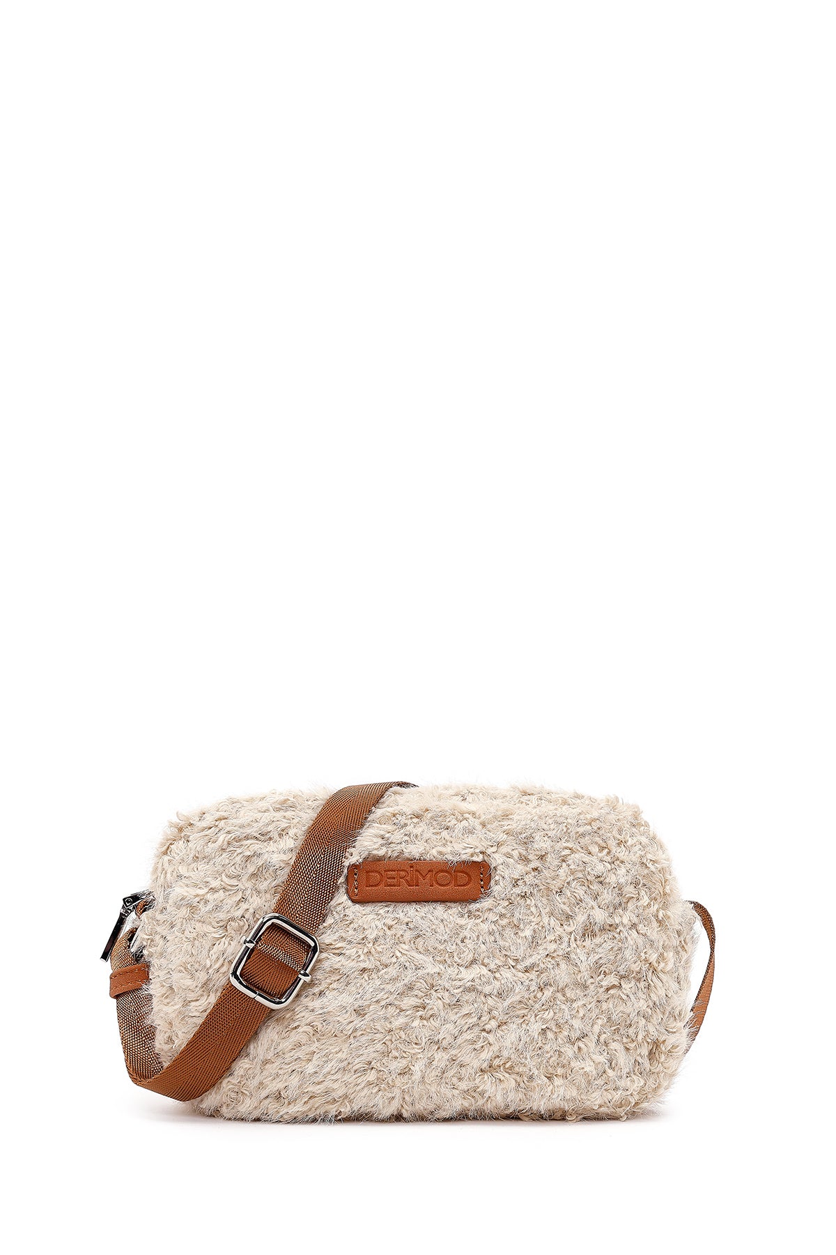 Women's Cream Long Strap Plush Crossbody Bag 25WBD2562PH | Derimod