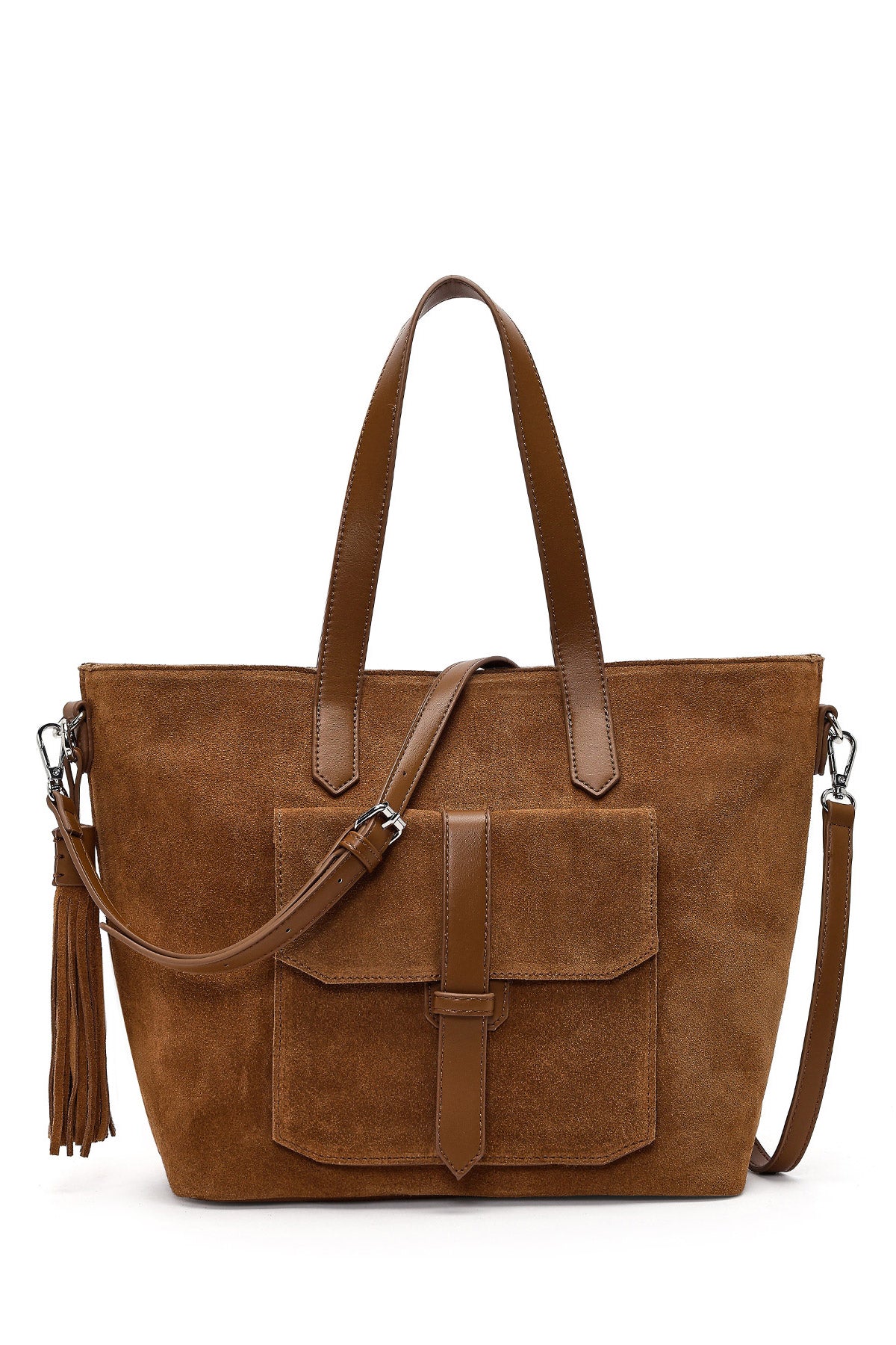 Kadın Taba Uzun Askılı Süet Omuz Çantası 25WBD256410 | Derimod