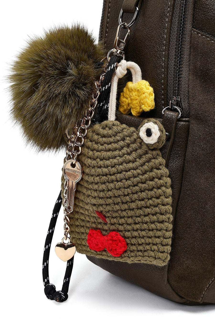 Women's Khaki Backpack with Accessories