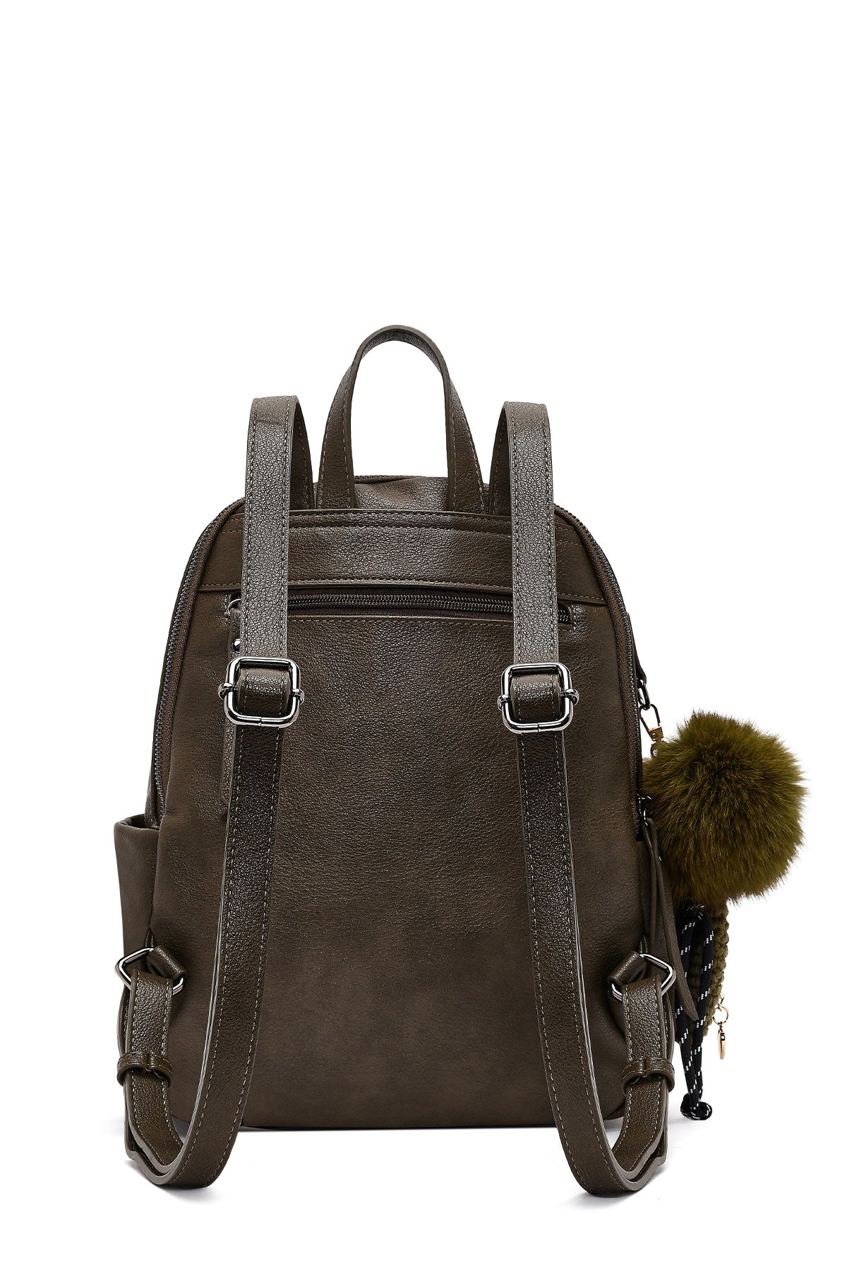 Kadın Haki Aksesuarlı Sırt Çantası