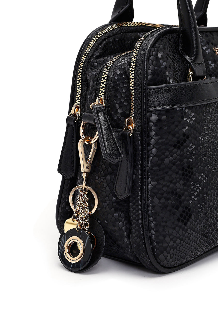 Women's Black Long Strap Printed Shoulder Bag