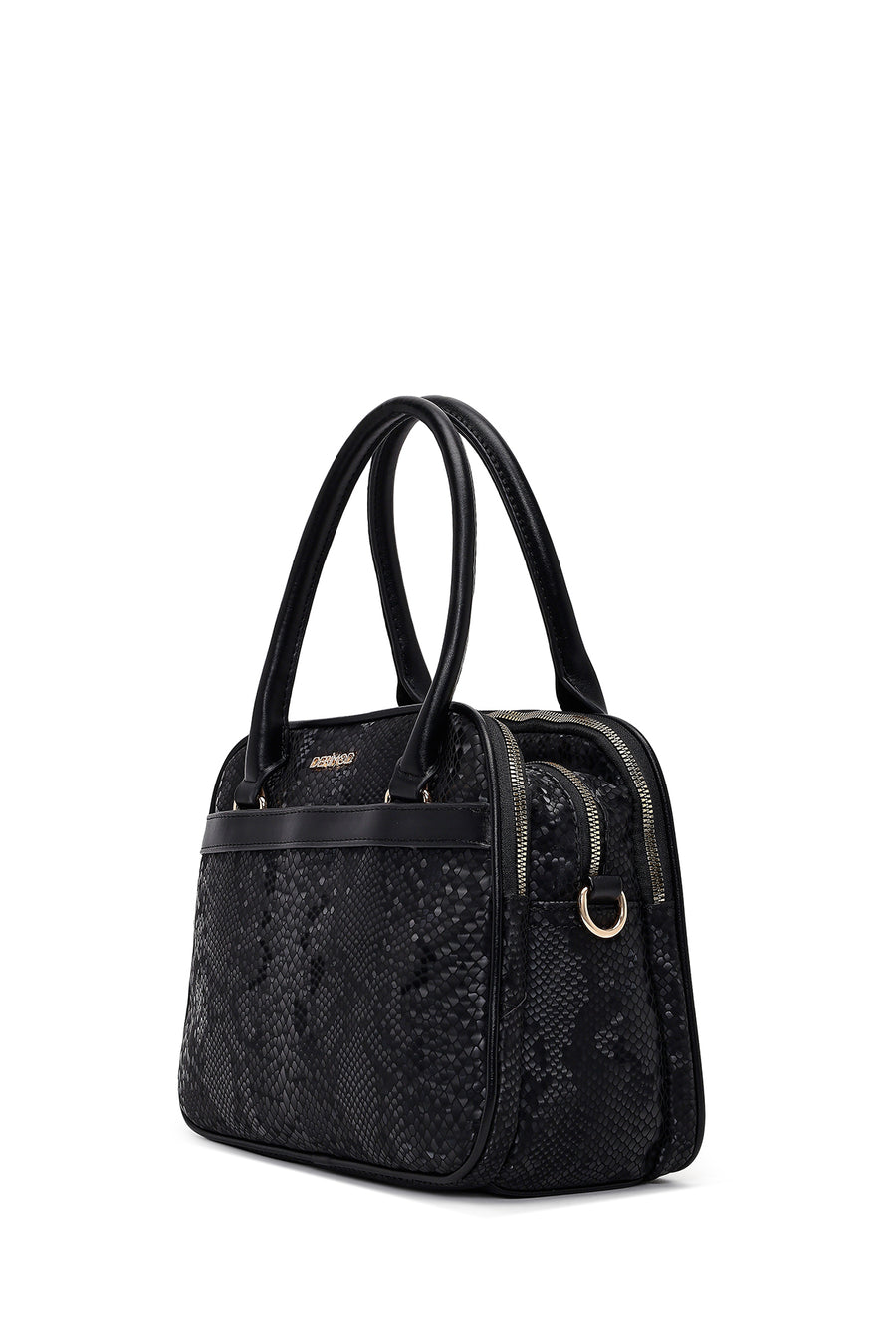 Women's Black Long Strap Printed Shoulder Bag