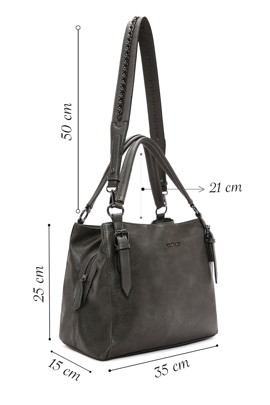 Women's Gray Long Strap Shoulder Bag