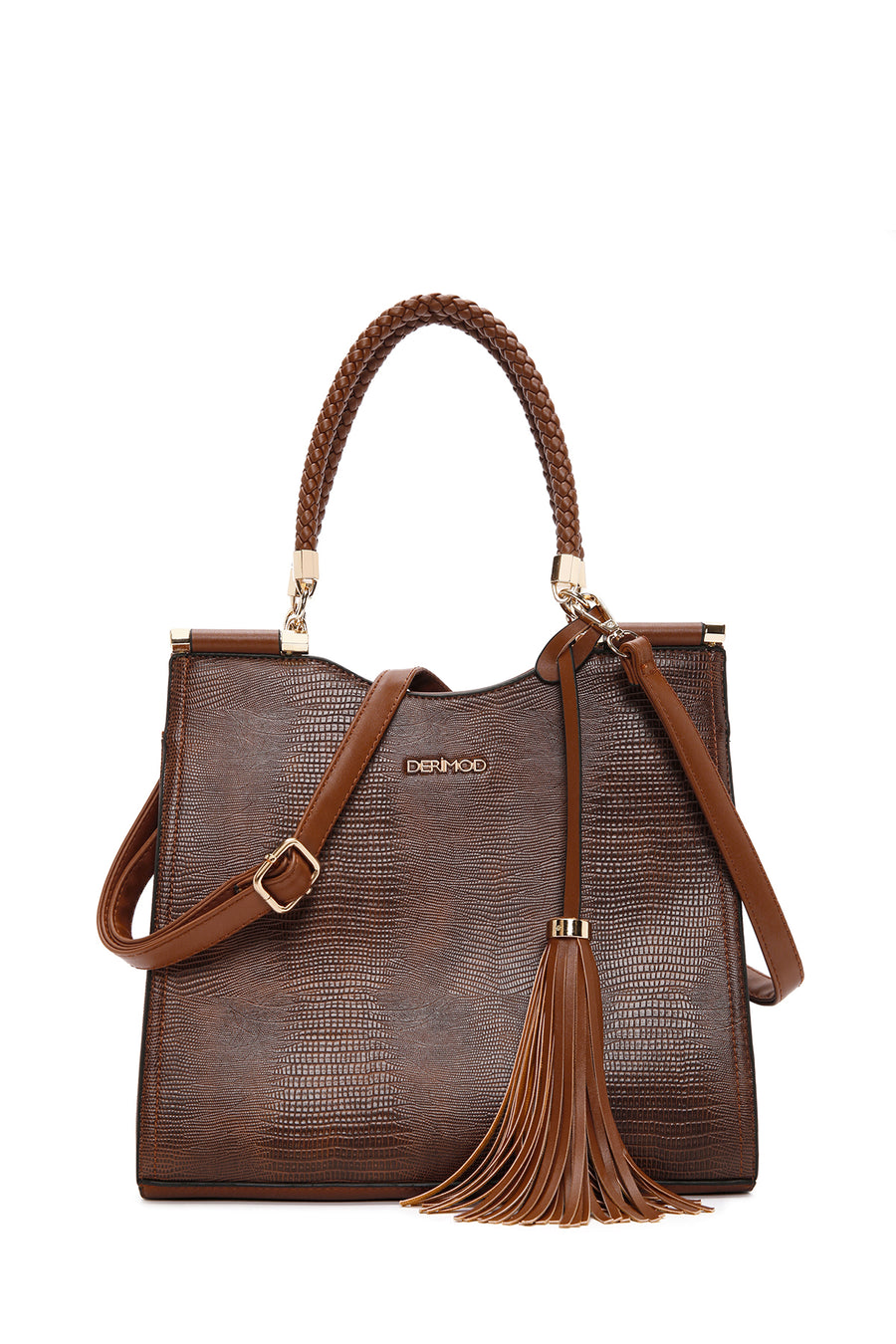 Women's Tan Printed Long Strap Shoulder Bag 25WBD263340 | Derimod