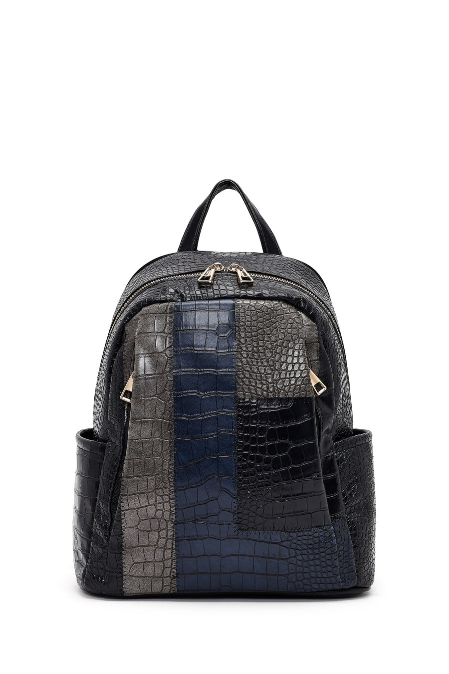 Women's Black Patterned Backpack