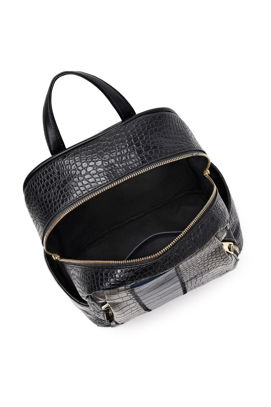 Women's Black Patterned Backpack