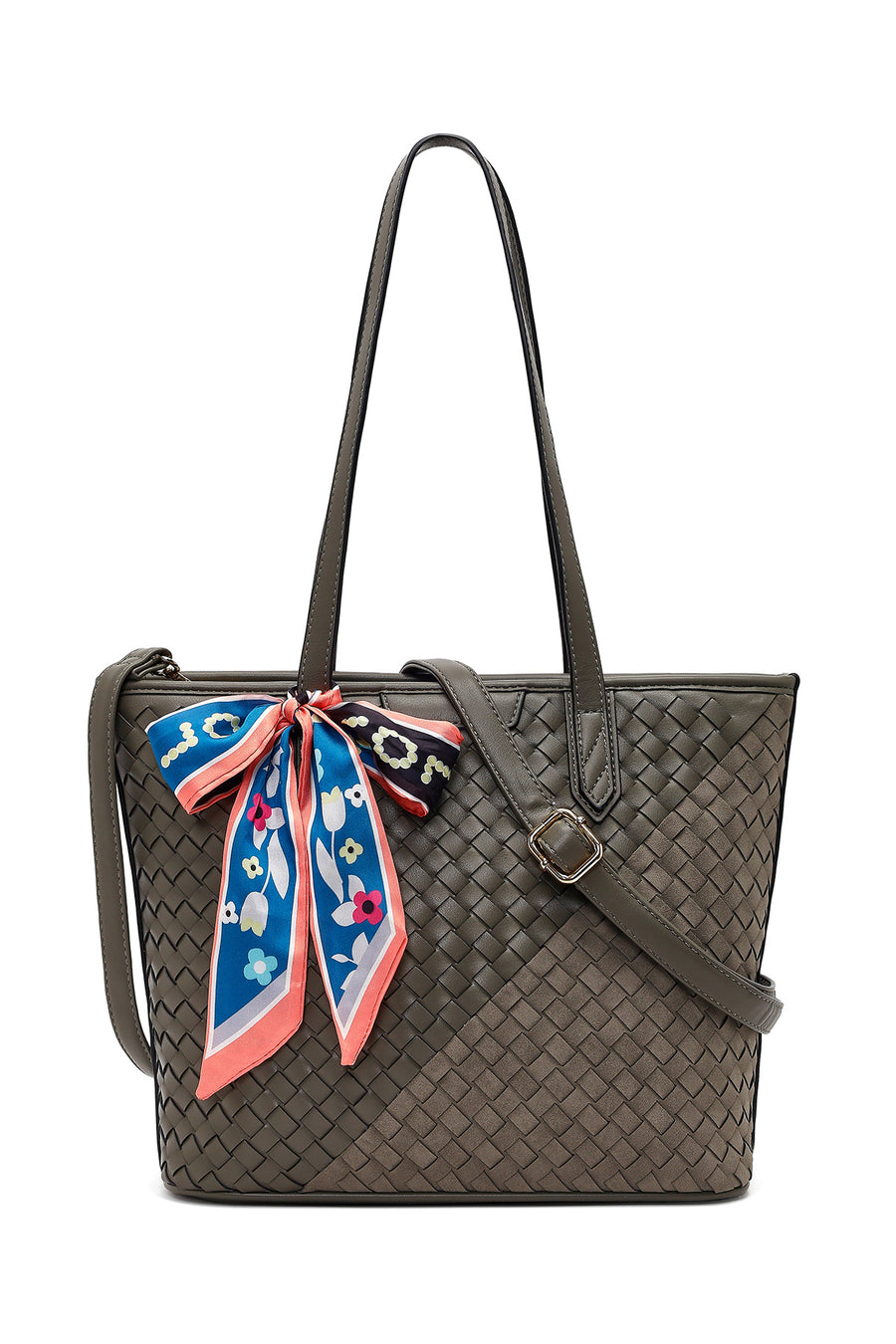 Women's Gray Long Strap Accessorized Woven Shoulder Bag 25WBD266229 | Derimod
