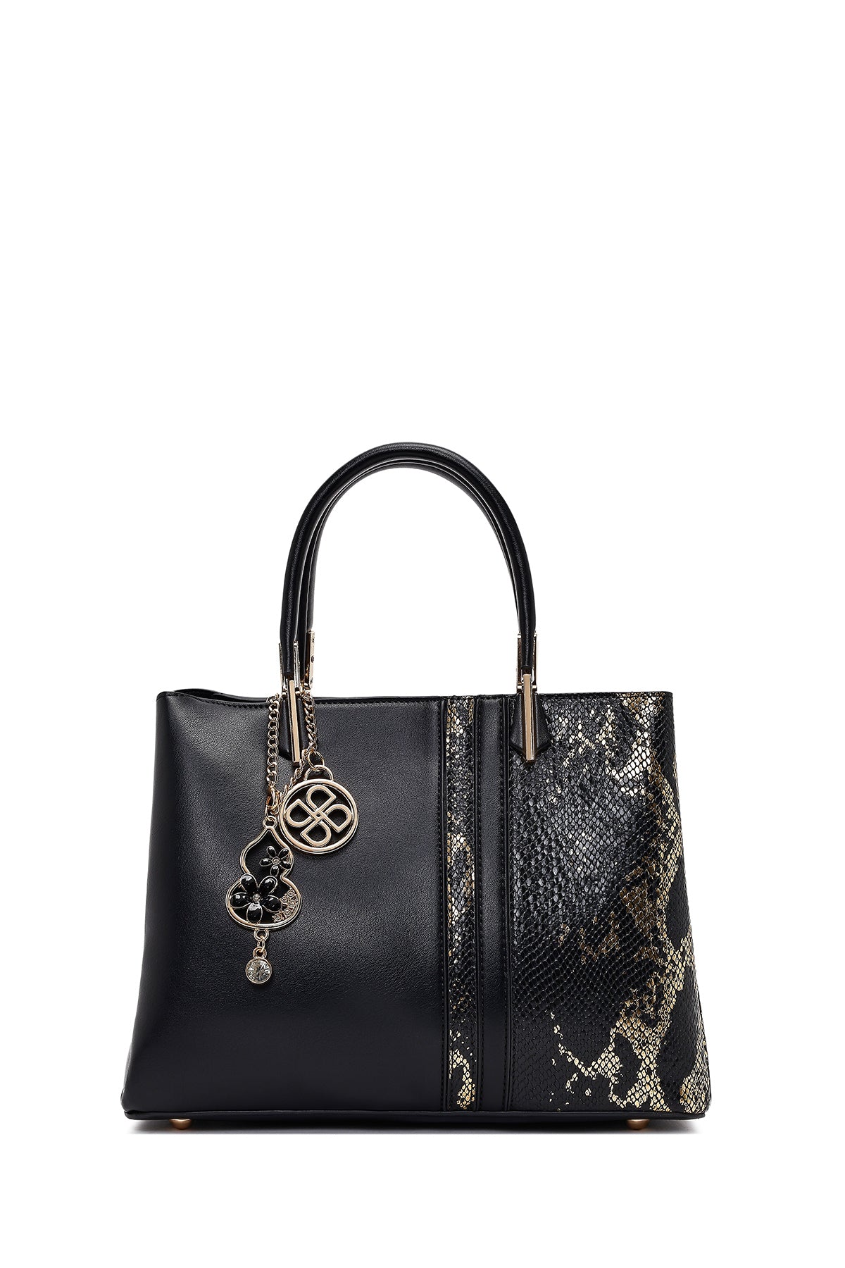 Kadın Siyah Baskılı Uzun Askılı Kol Çantası