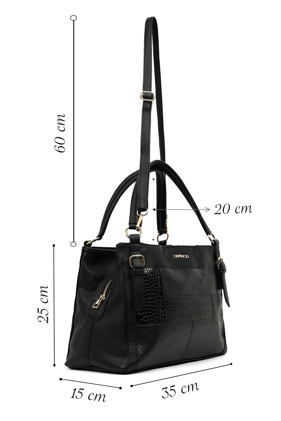 Women's Black Long Strap Printed Shoulder Bag