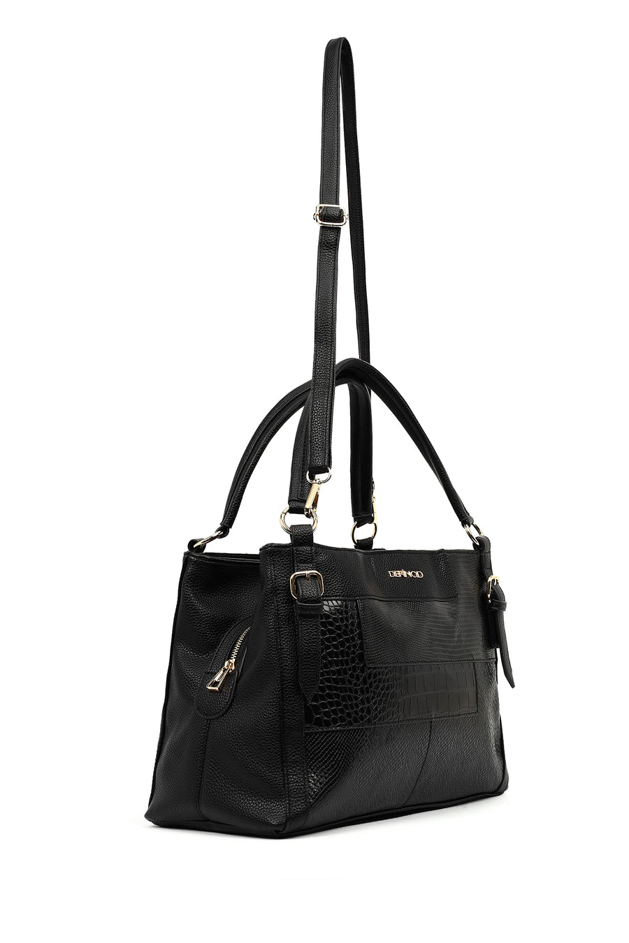 Women's Black Long Strap Printed Shoulder Bag
