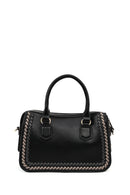 Kadın Siyah Uzun Askılı Örgü Detaylı Kol Çantası | Derimod