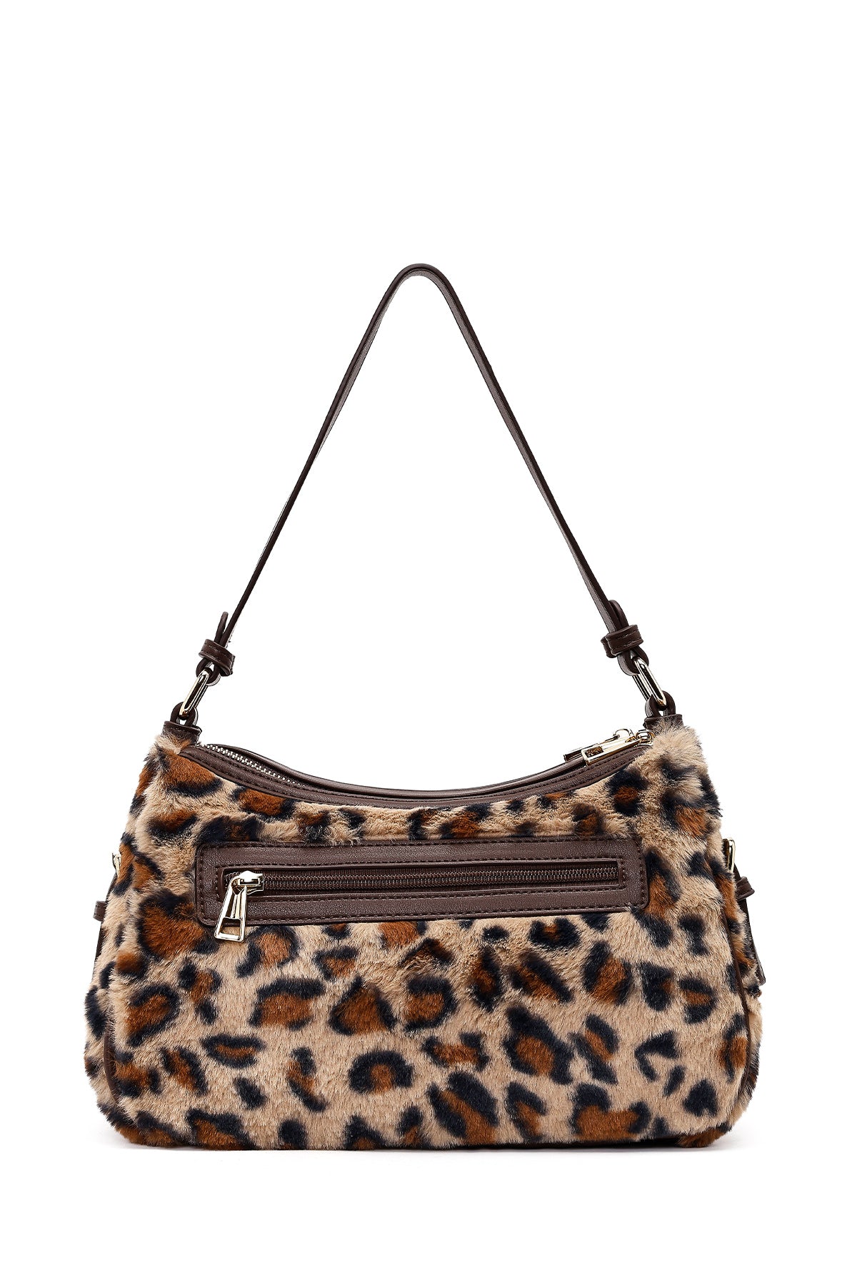 Kadın Leopar Uzun Askılı Peluş Omuz Çantası