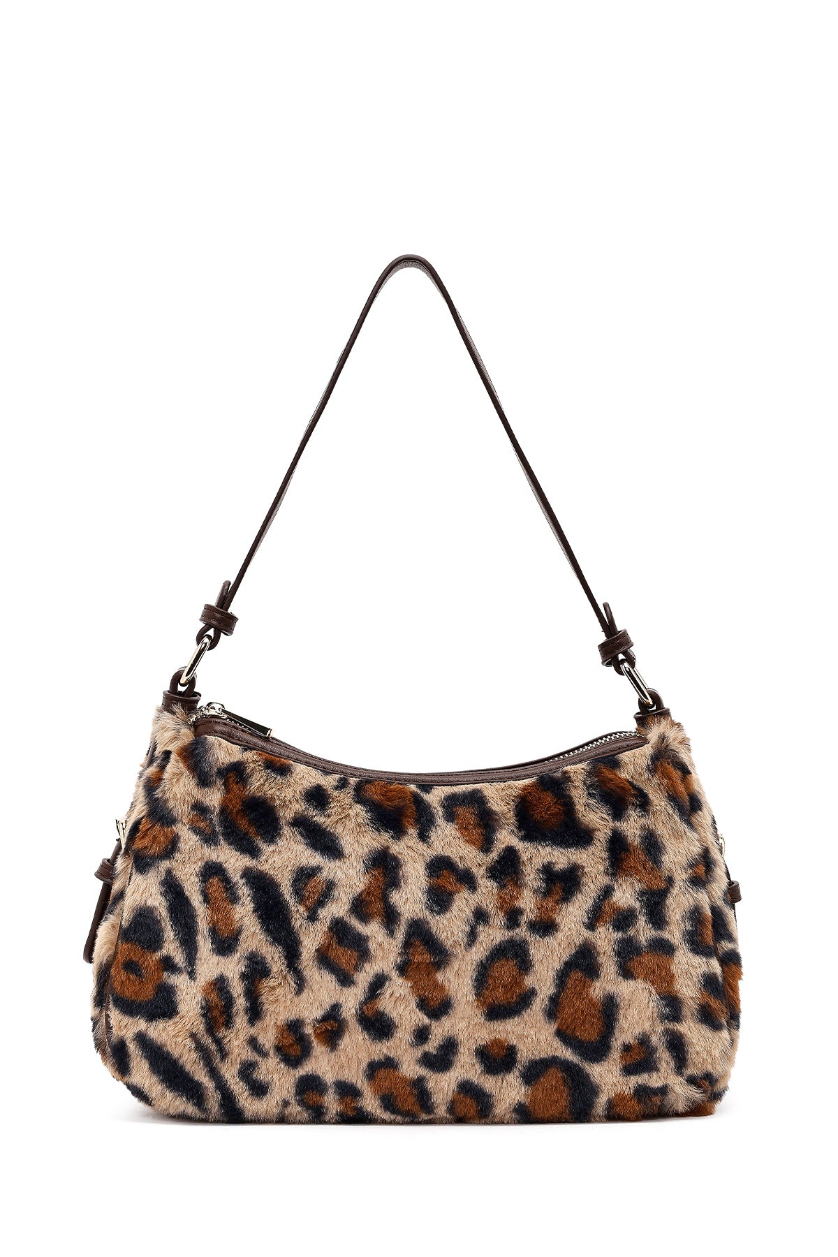 Kadın Leopar Uzun Askılı Peluş Omuz Çantası