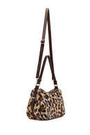 Kadın Leopar Uzun Askılı Peluş Omuz Çantası | Derimod