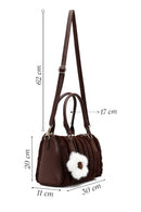 Women's Brown Long Strap Plush Shoulder Bag with Accessories | Derimod
